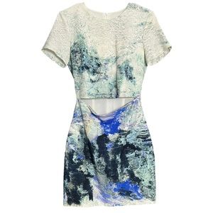 Bec + Bridge blue watercolor cut out short sleeve mini dress 4